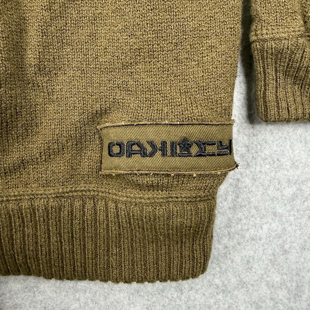 Vintage Oakley Sweater Mens 2XL Green Lambswool Science And Art Military 1/4 Zip - Picture 3 of 16